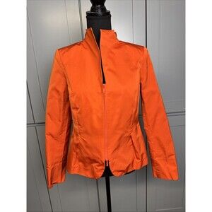 Lafayette 148 Full Zip Blazer Metallic Jacket Coat Size 6 Coastal Grandma Orange